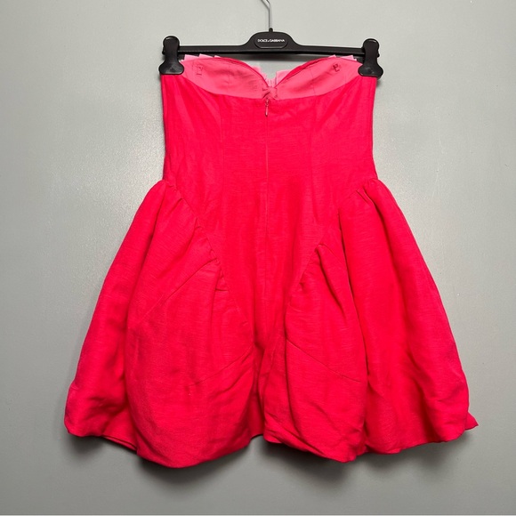 The Wolf Gang Cece Strapless Mini Dress Women’s Size S Pink Linen Mermaid Beachy - Picture 4 of 11